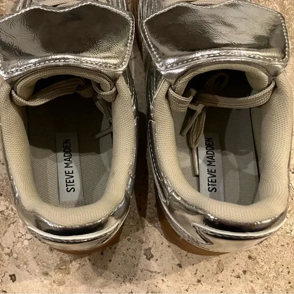 NWOB Steve Madden Silver Madrid Sneakers - Picture 10 of 14